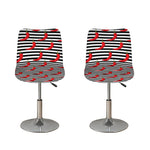 Black And White Striped Chili Print Bar Stool Covers