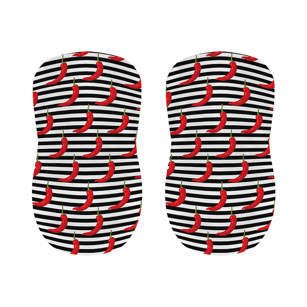 Black And White Striped Chili Print Bar Stool Covers