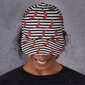 Black And White Striped Chili Print Baseball Cap