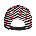 Black And White Striped Chili Print Baseball Cap