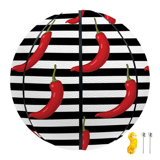 Black And White Striped Chili Print Basketball