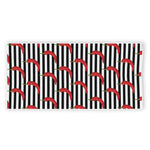 Black And White Striped Chili Print Beach Towel