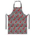 Black And White Striped Chili Print Bib Apron With Pocket