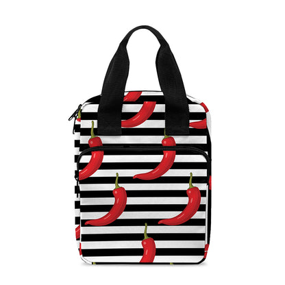 Black And White Striped Chili Print Bible Tote Bag