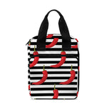 Black And White Striped Chili Print Bible Tote Bag