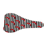 Black And White Striped Chili Print Bicycle Seat Cover