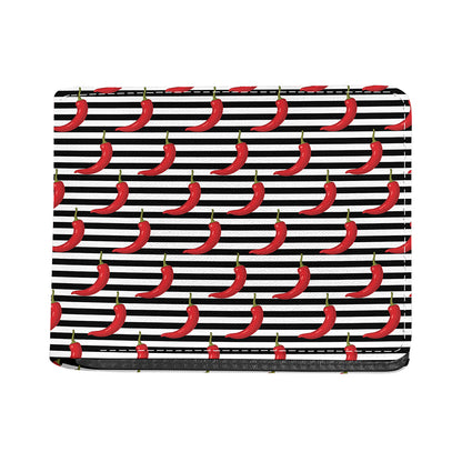Black And White Striped Chili Print Bifold Wallet