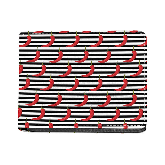 Black And White Striped Chili Print Bifold Wallet