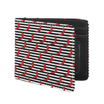 Black And White Striped Chili Print Bifold Wallet