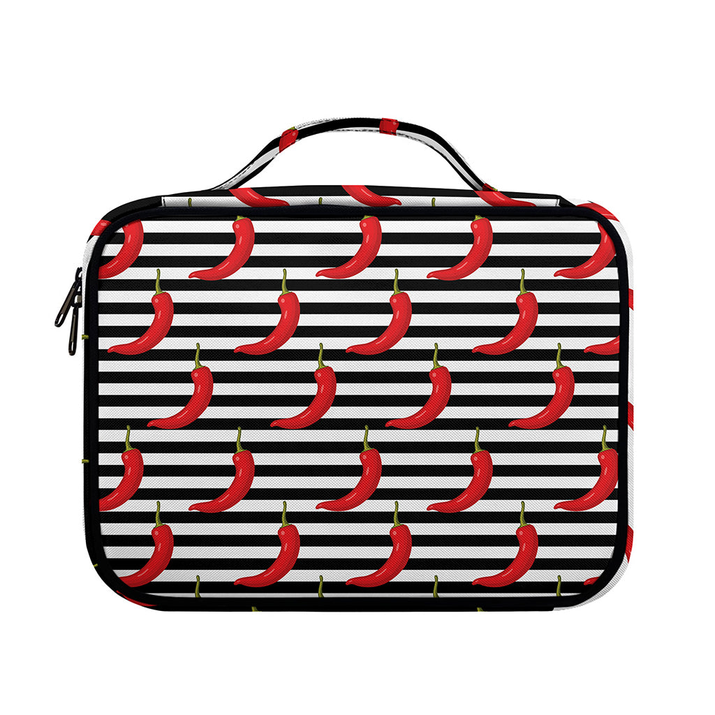 Black And White Striped Chili Print Briefcase Bible Bag