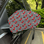 Black And White Striped Chili Print Car Side Mirror Covers