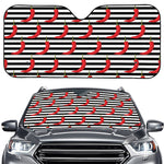 Black And White Striped Chili Print Car Windshield Sun Shade