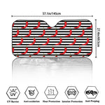 Black And White Striped Chili Print Car Windshield Sun Shade