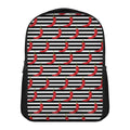 Black And White Striped Chili Print Casual Backpack