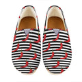 Black And White Striped Chili Print Casual Shoes