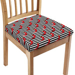 Black And White Striped Chili Print Chair Cushion Cover