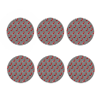 Black And White Striped Chili Print Coaster Set