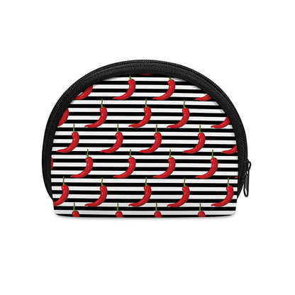 Black And White Striped Chili Print Coin Purse