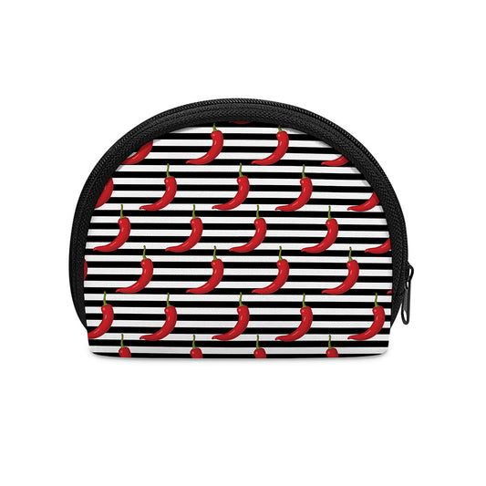 Black And White Striped Chili Print Coin Purse