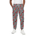 Black And White Striped Chili Print Cotton Sweatpants