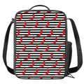 Black And White Striped Chili Print Crossbody Lunch Bag