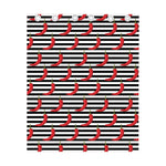 Black And White Striped Chili Print Curtain