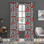 Black And White Striped Chili Print Curtain