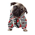 Black And White Striped Chili Print Dog Zip Up Hoodie