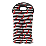 Black And White Striped Chili Print Double Neoprene Wine Tote