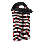 Black And White Striped Chili Print Double Neoprene Wine Tote