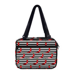 Black And White Striped Chili Print Double Strap Bible Bag