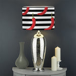 Black And White Striped Chili Print Drum Lamp Shade