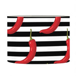 Black And White Striped Chili Print Drum Lamp Shade