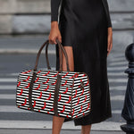 Black And White Striped Chili Print Duffle Bag