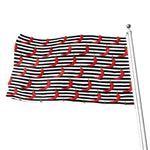 Black And White Striped Chili Print Flag