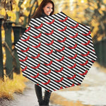 Black And White Striped Chili Print Foldable Umbrella