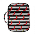 Black And White Striped Chili Print Front Pocket Bible Bag