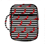 Black And White Striped Chili Print Front Pocket Bible Bag