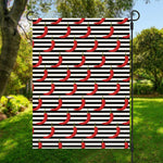 Black And White Striped Chili Print Garden Flag
