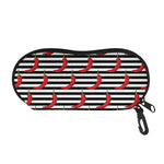 Black And White Striped Chili Print Glasses Case