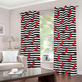 Black And White Striped Chili Print Grommet Curtains