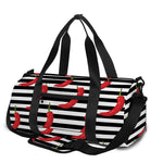 Black And White Striped Chili Print Gym Bag