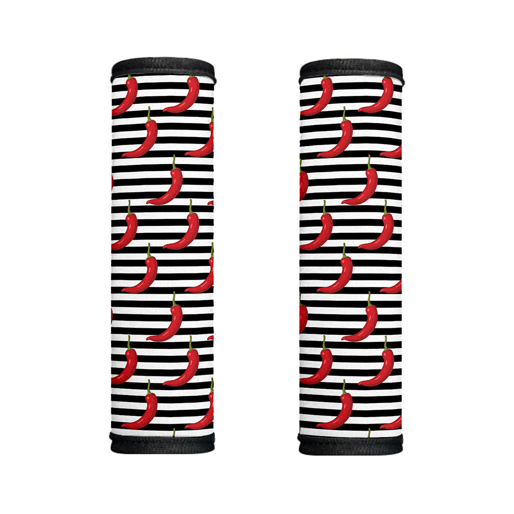 Black And White Striped Chili Print Handle Covers