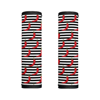 Black And White Striped Chili Print Handle Covers
