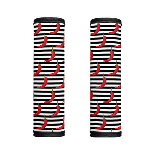 Black And White Striped Chili Print Handle Covers