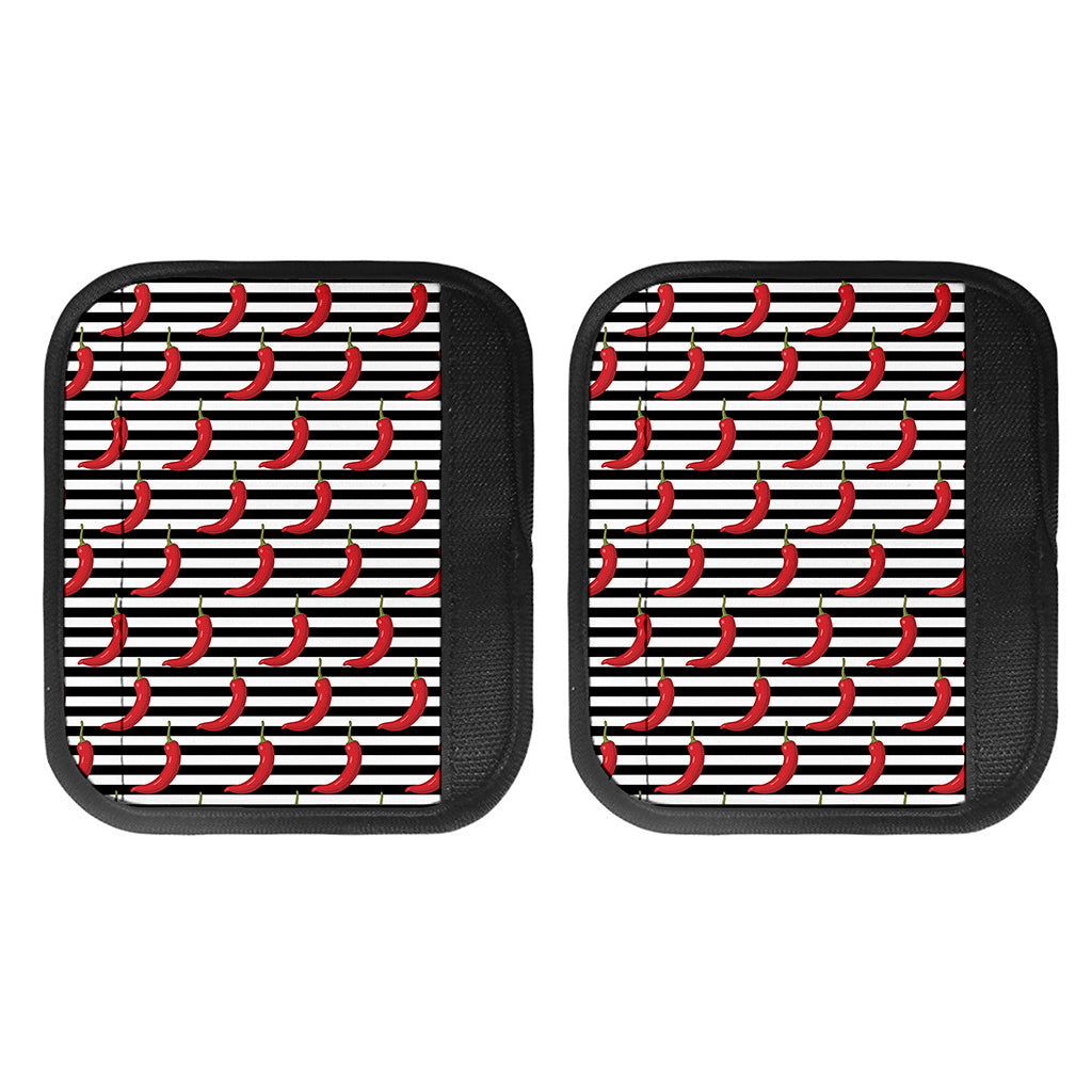 Black And White Striped Chili Print Handle Covers