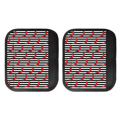 Black And White Striped Chili Print Handle Covers
