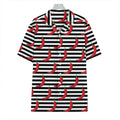 Black And White Striped Chili Print Hawaiian Shirt
