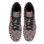 Black And White Striped Chili Print High Top Leather Sneakers