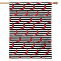 Black And White Striped Chili Print House Flag